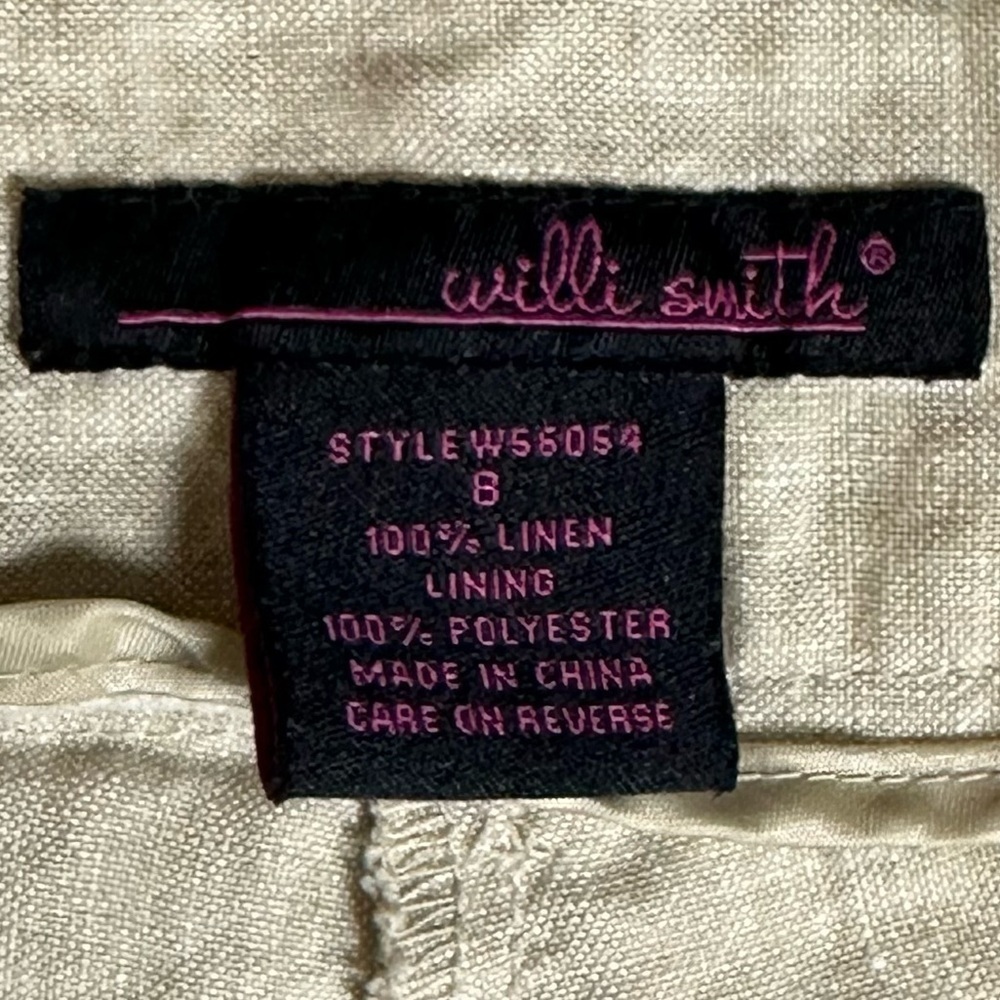 Willie Smith Linen Cuffed Capris. Embroidered on Cuffs. Womens Size 8 - Picture 6 of 6
